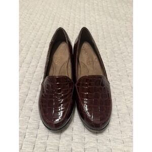 Aerosoles Womens Burgandy Wedge Pump Shoe Snake - Size 5 US - Patent Leather